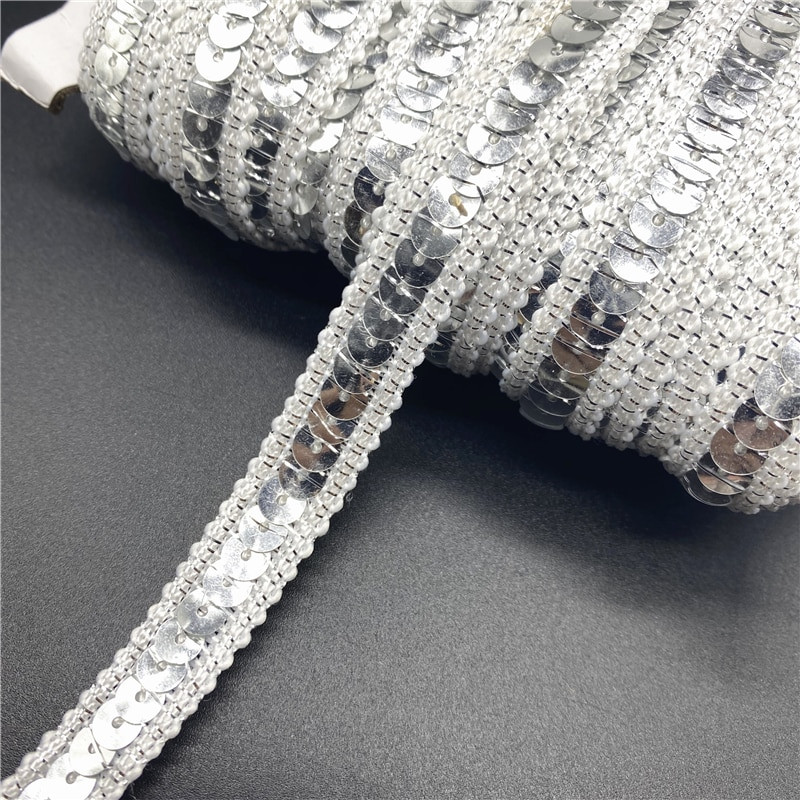 2 jarda/lot 12 mm šarena vrpca sa šljokicama Čipkasti ukrasi Šljokice Tkanina za šivanje za rukotvorine Dodaci za šivanje Šljokice