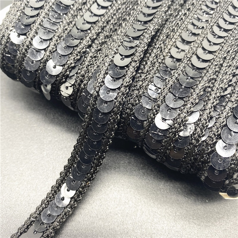 2 jarda/lot 12 mm šarena vrpca sa šljokicama Čipkasti ukrasi Šljokice Tkanina za šivanje za rukotvorine Dodaci za šivanje Šljokice