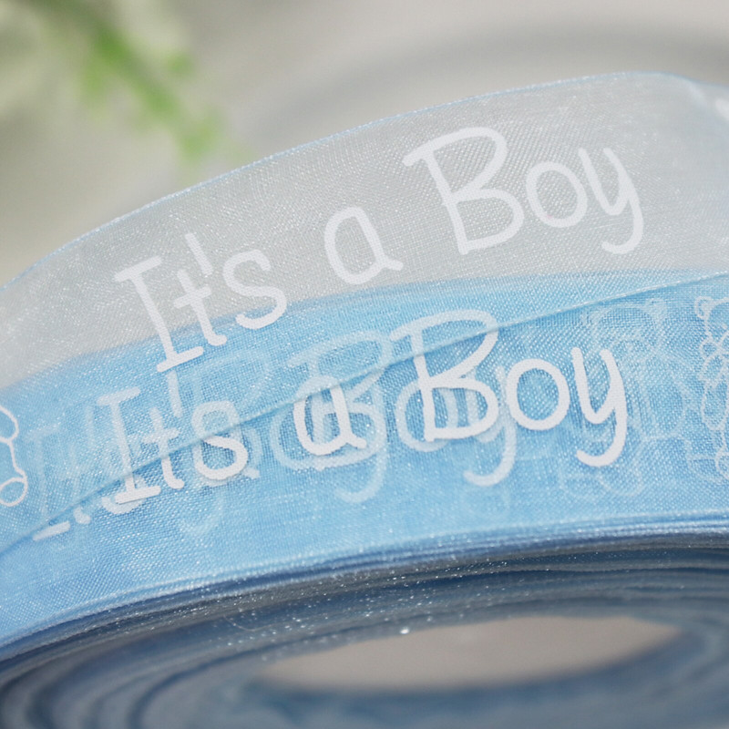 Ružičasto plave vrpce od organze Baby Shower Spol otkrivaju da je to djevojčica i dječak Vrpca za zamatanje darova za rođendansku zabavu 5 jardi