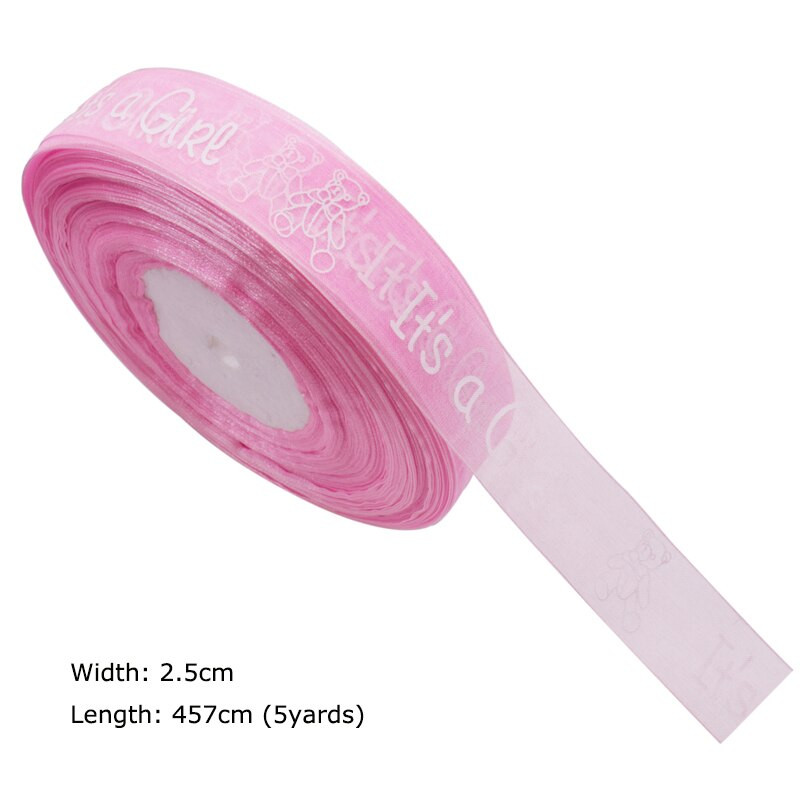 Ružičasto plave vrpce od organze Baby Shower Spol otkrivaju da je to djevojčica i dječak Vrpca za zamatanje darova za rođendansku zabavu 5 jardi