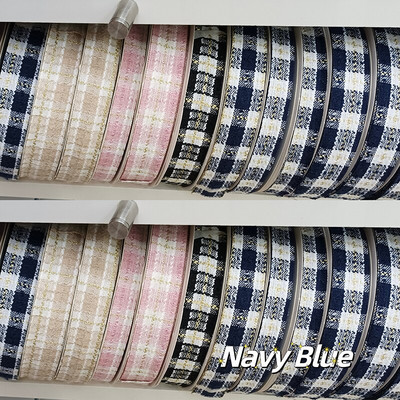 Κορέας χρυσό Tweed Check Κορδέλα Χειροποίητα Μαλλιά Φιόγκοι Αξεσουάρ Κορσάζ Πανί γιακά Κέντημα Υλικό Διακοσμητικό 25mm 38mm 50Yards