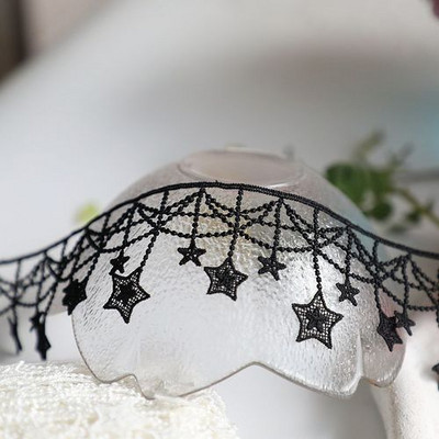 1 αυλή 10cm φαρδύ Λευκό Μαύρο Πολυτελές Διχτυωτό Κεντημένο Αστέρι Δαντέλα για Διακόσμηση με Κρόσια Φούντες Ρούχα Νυφικά Είδη Ραπτικής