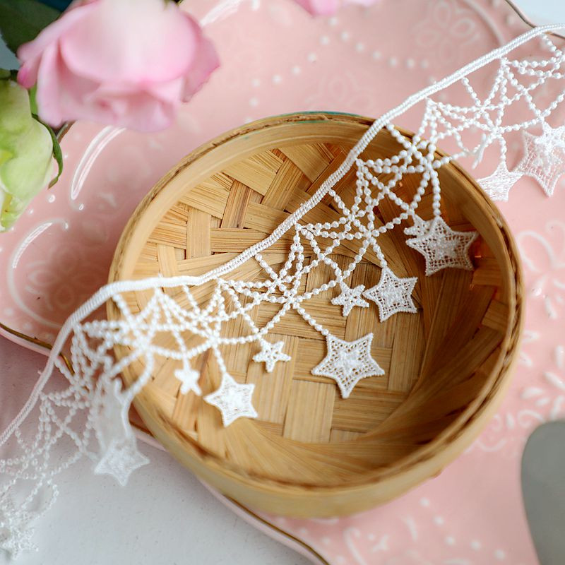 1 αυλή 10cm φαρδύ Λευκό Μαύρο Πολυτελές Διχτυωτό Κεντημένο Αστέρι Δαντέλα για Διακόσμηση με Κρόσια Φούντες Ρούχα Νυφικά Είδη Ραπτικής