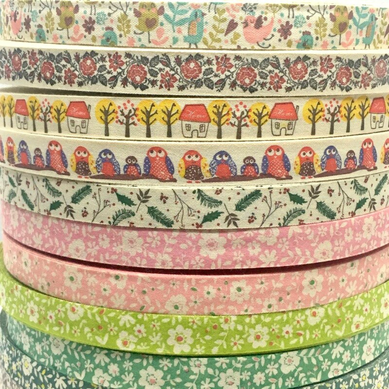 5Y 1,5 cm/2,5 cm Pamučna cvjetna vrpca s otisnutim cvijećem za ručno izrađene DIY zanatske spomenare Pakiranje poklona Uskrsno vjenčanje Božićni dekor