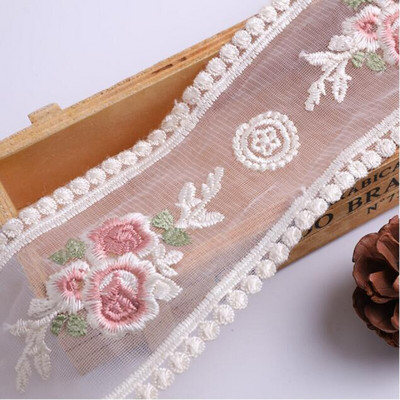 2Y Embroidered Flower Lace Ribbon Trims for Home Textiles Sofa Covers Trimmings Mesh Applique Sewing Lace Fabric