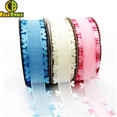 Vrpca od organze od 20 jardi s obrubljenim rubovima u obliku srca Bijelo ružičasto plavi til DIY ručno rađena kutija za poklon za vjenčanje za rođendan bebe