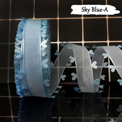 Vrpca od organze od 20 jardi s obrubljenim rubovima u obliku srca Bijelo ružičasto plavi til DIY ručno rađena kutija za poklon za vjenčanje za rođendan bebe