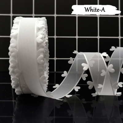 Vrpca od organze od 20 jardi s obrubljenim rubovima u obliku srca Bijelo ružičasto plavi til DIY ručno rađena kutija za poklon za vjenčanje za rođendan bebe