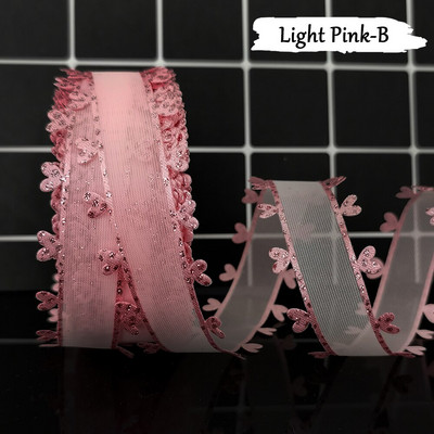 Vrpca od organze od 20 jardi s obrubljenim rubovima u obliku srca Bijelo ružičasto plavi til DIY ručno rađena kutija za poklon za vjenčanje za rođendan bebe