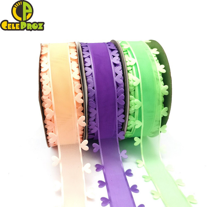 Vrpca od organze od 20 jardi s obrubljenim rubovima u obliku srca Bijelo ružičasto plavi til DIY ručno rađena kutija za poklon za vjenčanje za rođendan bebe