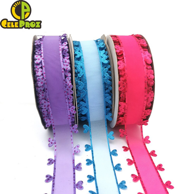 Vrpca od organze od 20 jardi s obrubljenim rubovima u obliku srca Bijelo ružičasto plavi til DIY ručno rađena kutija za poklon za vjenčanje za rođendan bebe