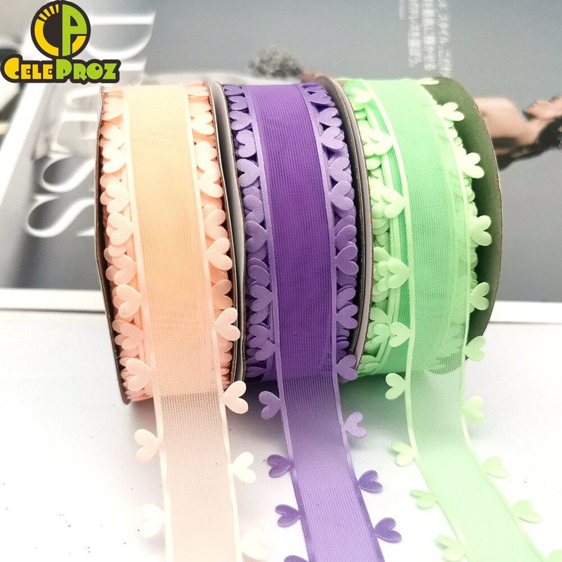 Vrpca od organze od 20 jardi s obrubljenim rubovima u obliku srca Bijelo ružičasto plavi til DIY ručno rađena kutija za poklon za vjenčanje za rođendan bebe