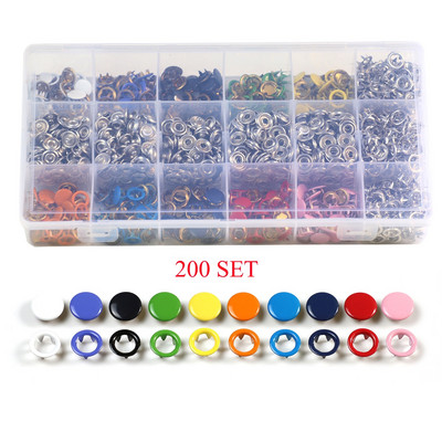 Tangitööriist 100/200 komplekt 10 värvi metallist õmblusnööbid õõnsad/tahked trukid trukkidega riidekottide paigaldamiseks