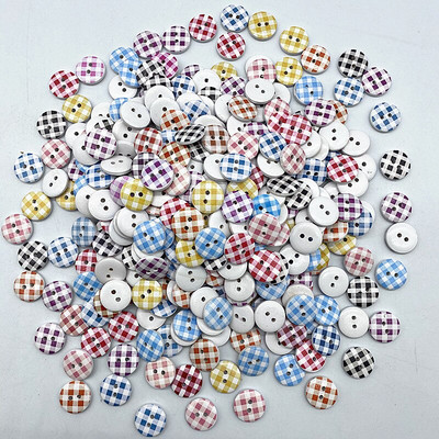 Νέο 15mm στρογγυλό κουμπί με μονόγραμμα Χριστουγεννιάτικο ρίγες καρό κουμπί Love Scrapbooking για αξεσουάρ ραπτικής διακόσμησης γάμου