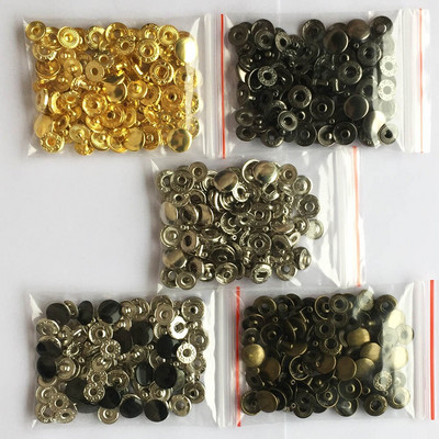 50 komplekti nahast nööpnõeltega kinnitusdetailide komplekt, 10 mm 12 mm 15 mm metallist nööpnööbid, trukid, 4 paigaldustööriista, nahast riiete nööbid