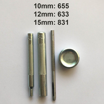 50 komplekti nahast nööpnõeltega kinnitusdetailide komplekt, 10 mm 12 mm 15 mm metallist nööpnööbid, trukid, 4 paigaldustööriista, nahast riiete nööbid