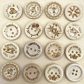 Novi okrugli gumbi od 20 mm s višestrukim uzorcima Gumbi od prirodnog drva Ljubavni spomenar Vjenčani ukrasi Dodaci za šivanje