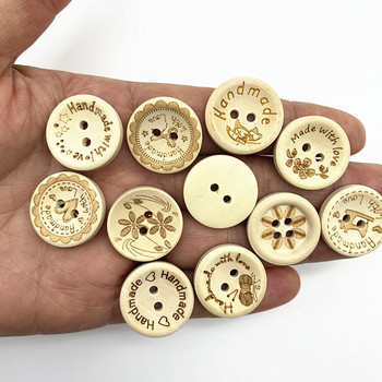 Нови 20 мм кръгли копчета с множество шарки Копчета от естествено дърво Любовни лексикони Сватбен декор Шевни аксесоари