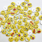 Noi 20 mm O varietate de nasturi circulari din lemn Butoane cu fața zâmbitoare de desene animate pentru decorarea nunții Accesorii de cusut