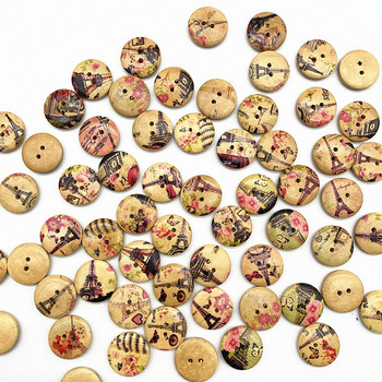 Нови 20 мм разнообразие от кръгли дървени копчета Карикатурни копчета с усмихнато лице за сватбен декор Шевни аксесоари