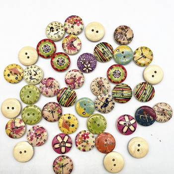 Нови 20 мм разнообразие от кръгли дървени копчета Карикатурни копчета с усмихнато лице за сватбен декор Шевни аксесоари
