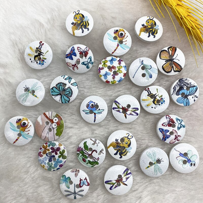 Noi 20 mm O varietate de nasturi circulari din lemn Butoane cu fața zâmbitoare de desene animate pentru decorarea nunții Accesorii de cusut