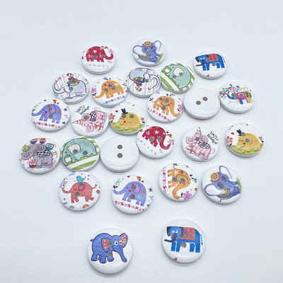 Noi 20 mm O varietate de nasturi circulari din lemn Butoane cu fața zâmbitoare de desene animate pentru decorarea nunții Accesorii de cusut