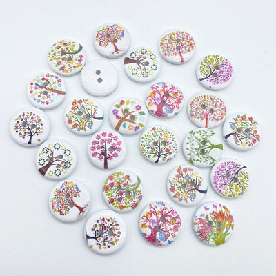 Noi 20 mm O varietate de nasturi circulari din lemn Butoane cu fața zâmbitoare de desene animate pentru decorarea nunții Accesorii de cusut