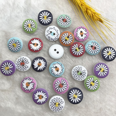 Noi 20 mm O varietate de nasturi circulari din lemn Butoane cu fața zâmbitoare de desene animate pentru decorarea nunții Accesorii de cusut