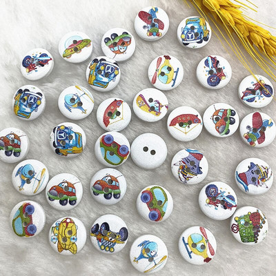 Noi 20 mm O varietate de nasturi circulari din lemn Butoane cu fața zâmbitoare de desene animate pentru decorarea nunții Accesorii de cusut