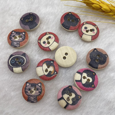 Noi 20 mm O varietate de nasturi circulari din lemn Butoane cu fața zâmbitoare de desene animate pentru decorarea nunții Accesorii de cusut