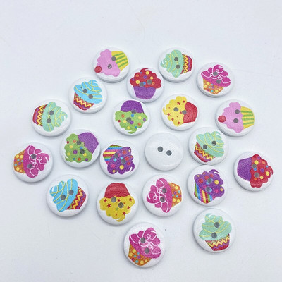 Noi 20 mm O varietate de nasturi circulari din lemn Butoane cu fața zâmbitoare de desene animate pentru decorarea nunții Accesorii de cusut