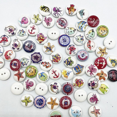 Noi 20 mm O varietate de nasturi circulari din lemn Butoane cu fața zâmbitoare de desene animate pentru decorarea nunții Accesorii de cusut