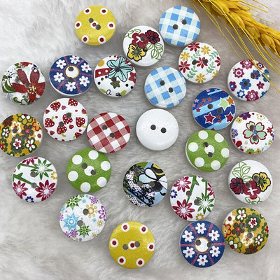 Noi 20 mm O varietate de nasturi circulari din lemn Butoane cu fața zâmbitoare de desene animate pentru decorarea nunții Accesorii de cusut