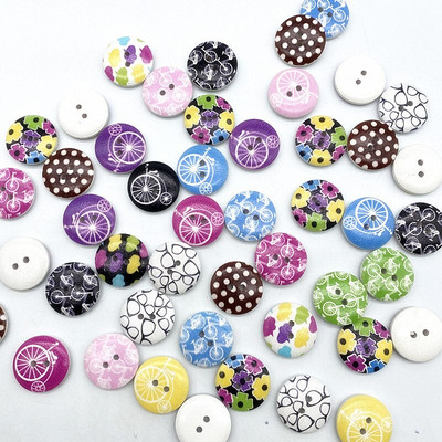 Noi 20 mm O varietate de nasturi circulari din lemn Butoane cu fața zâmbitoare de desene animate pentru decorarea nunții Accesorii de cusut
