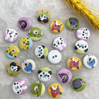 Noi 20 mm O varietate de nasturi circulari din lemn Butoane cu fața zâmbitoare de desene animate pentru decorarea nunții Accesorii de cusut