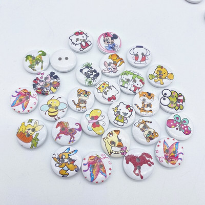 Noi 20 mm O varietate de nasturi circulari din lemn Butoane cu fața zâmbitoare de desene animate pentru decorarea nunții Accesorii de cusut