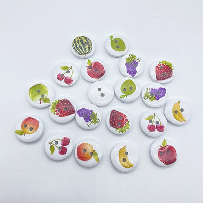 Noi 20 mm O varietate de nasturi circulari din lemn Butoane cu fața zâmbitoare de desene animate pentru decorarea nunții Accesorii de cusut