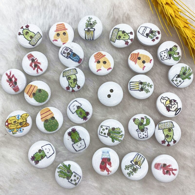 Noi 20 mm O varietate de nasturi circulari din lemn Butoane cu fața zâmbitoare de desene animate pentru decorarea nunții Accesorii de cusut