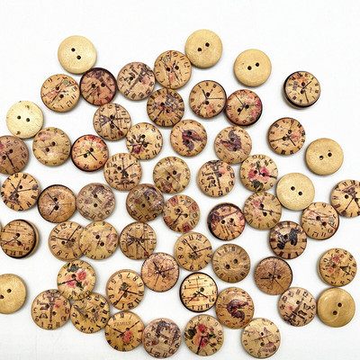 Noi 20 mm O varietate de nasturi circulari din lemn Butoane cu fața zâmbitoare de desene animate pentru decorarea nunții Accesorii de cusut