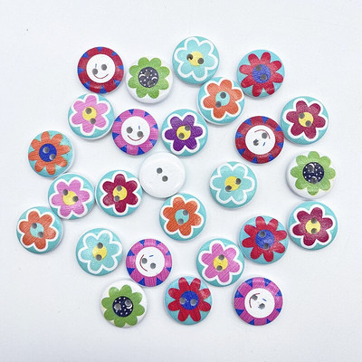 Noi 20 mm O varietate de nasturi circulari din lemn Butoane cu fața zâmbitoare de desene animate pentru decorarea nunții Accesorii de cusut