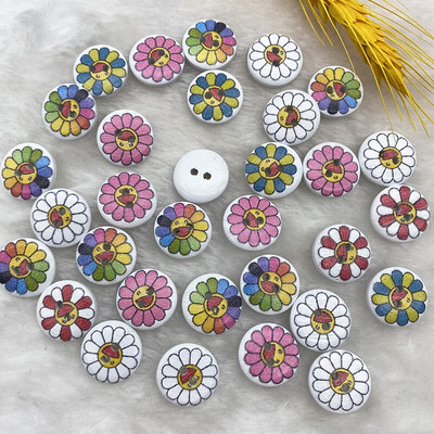 Noi 20 mm O varietate de nasturi circulari din lemn Butoane cu fața zâmbitoare de desene animate pentru decorarea nunții Accesorii de cusut