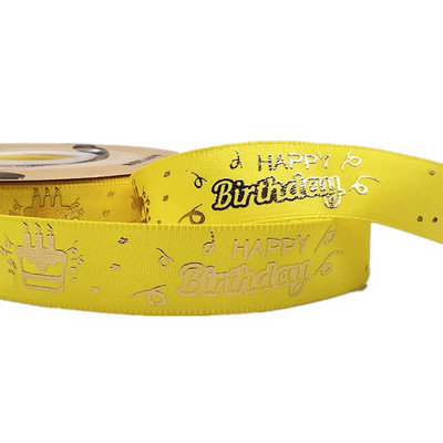 5 jardi 20 mm õnne sünnipäevaks trükkimine polüesterlint käsitsi valmistatud disainiga sünnipäevakaunistuseks kingituste pakkimiseks