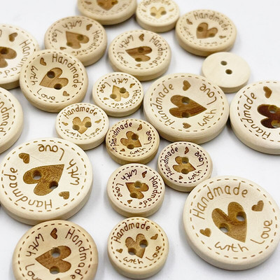 50tk 15mm/20mm/25mm Süda Puidust Nööbid Õmblemine Scrapbooking Kingitus Käsitöö Kodu Rõivad Dekoor Puidust Dekoratiivne Käsitsi valmistatud WB875