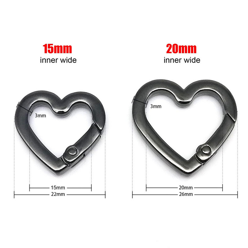 Σχήμα καρδιάς Ανοιξιάτικη πύλη O Δαχτυλίδι Ανοιγόμενη δερμάτινη τσάντα τσάντα λουράκι αγκράφα Σύνδεση μπρελόκ Κρεμαστό μπρελόκ με κούμπωμα κούμπωμα