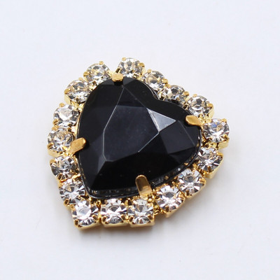 10 τεμάχια/Παρτίδα Χρυσά κουμπιά με στρας καρδιές ροδάκινου, ακρυλικά διακοσμητικά DIY Πολύχρωμα ραπτικά αξεσουάρ χειροτεχνίας