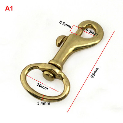 1-osaline täismessingist päästikuga pöördsilmpoldi kinnituskonks vöö jaoks Nahast käsitöökoti rihma konksu klamber lemmikloomakoera jalutusrihma klamber