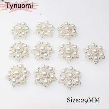 10 бр. 29 мм нови копчета за облекло с цветя от метални перли и кристали, Направи си сам ръчно шиене на декоративни бижута, аксесоари, занаяти