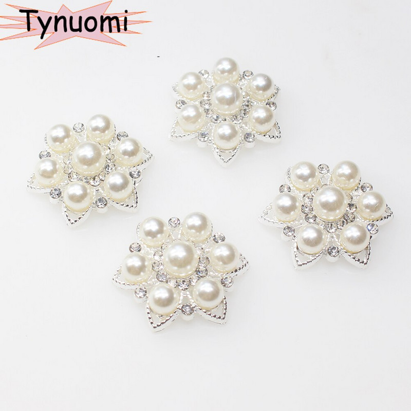 10 bucăți 29 mm noi butoane de îmbrăcăminte cu flori din perle metalice cu strasuri, bricolaj, cusut manual, accesorii decorative pentru bijuterii, artizanat