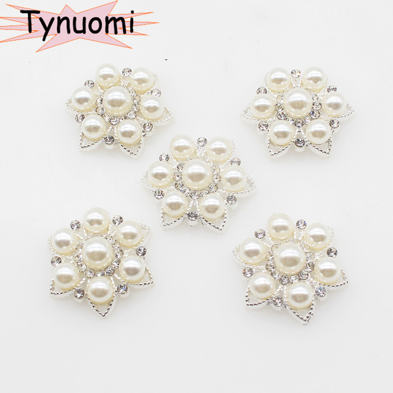 10 bucăți 29 mm noi butoane de îmbrăcăminte cu flori din perle metalice cu strasuri, bricolaj, cusut manual, accesorii decorative pentru bijuterii, artizanat